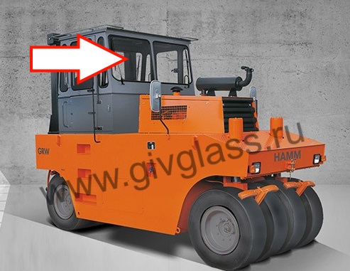 Каток HAMM  GRW-10/15/20 - Стекло  лобовое правое (закаленное), размер 215 мм * 740 мм