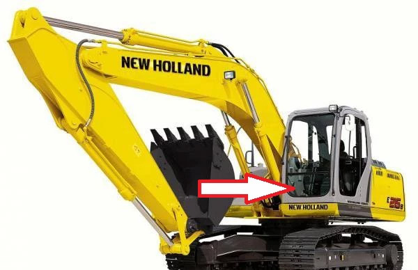 Экскаватор гусеничный New Holland E 215 B - Стекло лобовое нижнее (закалённое)