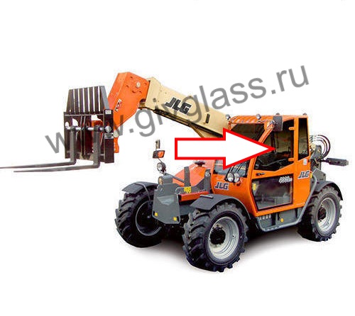 Телескопический погрузчик JLG 3508 PS/ 3509 PS/ 3512 PS/ 3513 PS/ 4008 PS/ 4009 PS - Стекло дверное верхнее (закаленное), размер 880 мм * 1080 мм