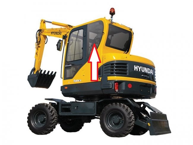 Стекло для мини экскаватора Hyundai Robex 60w-9s - Стекло кузовное заднее левое (закаленное)