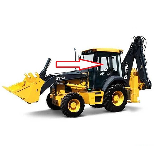 Экскаватор-погрузчик John Deere 315 SК, 325K, 325J,315 SК, 325 SК - Стекло дверное левое верхнее (закаленное)