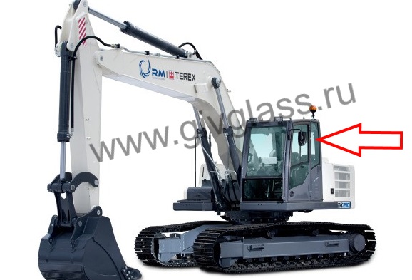 Гусеничный экскаватор TEREX TX 210 LC - Cтекло кузовное левое (закаленное)
