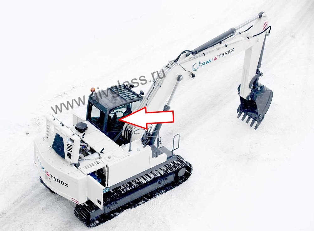 Гусеничный экскаватор TEREX TX 210 LC - Cтекло правое у стрелы (закаленное)