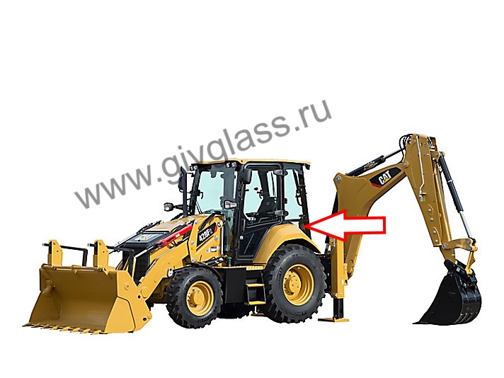 Экскаватор-погрузчик Caterpillar 428f2, 432f2, 434f2, 444f2, 2017 - Стекло кузовное заднее левое нижнее (закаленное)