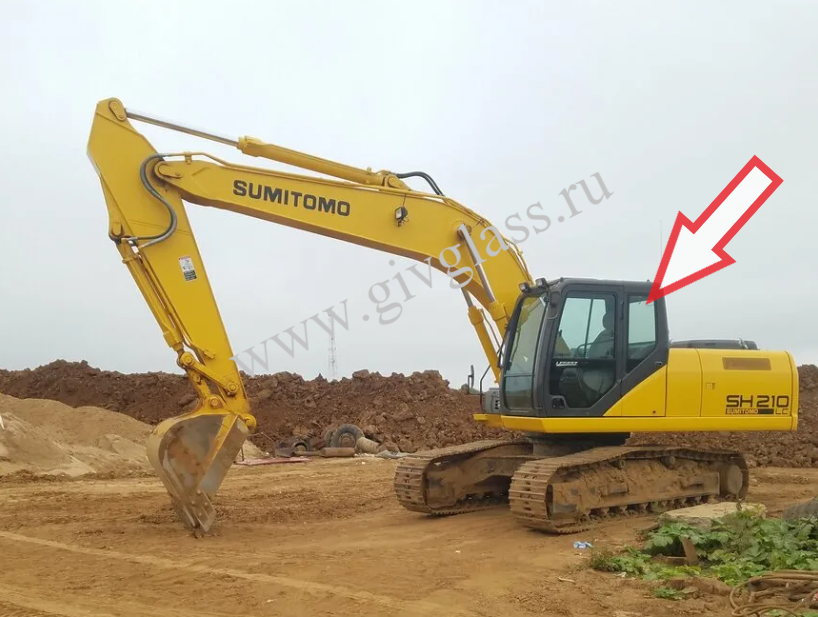 Гусеничный/колесный экскаватор SUMITOMO SH 210-5 - Стекло кузовное заднее левое (закаленное) 
Номер в каталоге KHN14910