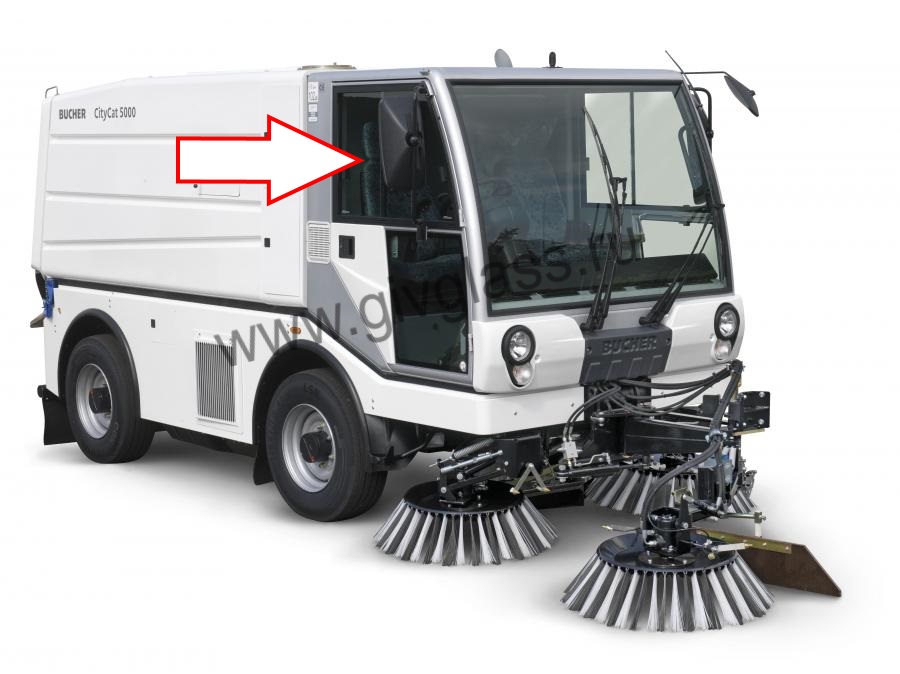 Коммунальная машина Bucher CityCat 5000 - Cтекло дверное правое верхнее заднее 