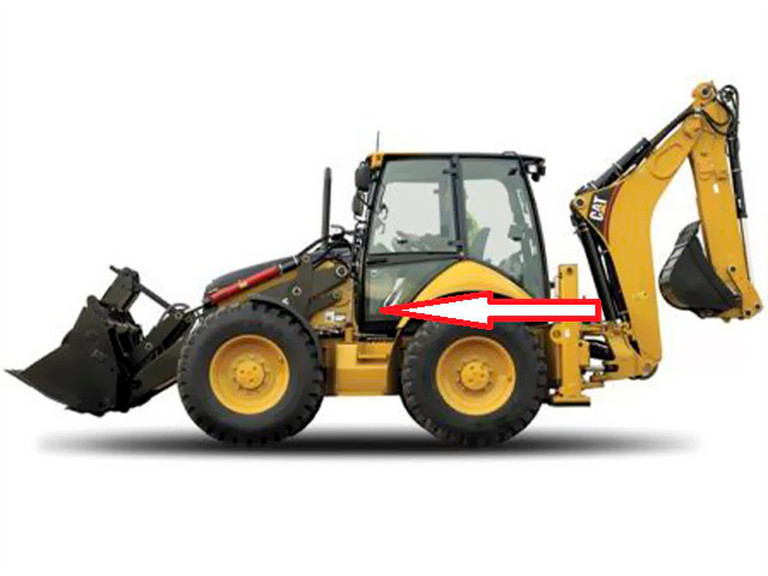 Экскаватор-погрузчик Caterpillar 428 e/432e/434e/444e 2006 - Стекло дверное левое нижнее (закаленное)