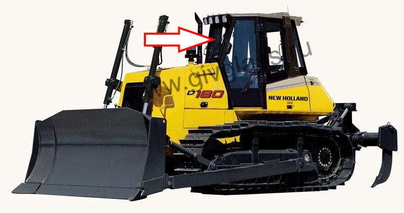 Бульдозер New Holland D180 - Cтекло лобовое (закаленное) 