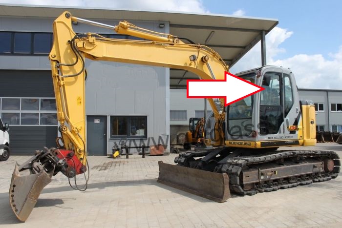 Экскаватор гусеничный New Holland E 135 B SR - Стекло дверное верхнее подвижная форточка ближе к лобовому стеклу (закаленное)