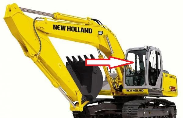 Экскаватор гусеничный New Holland E 215 B - Стекло лобовое верхнее (закаленное)