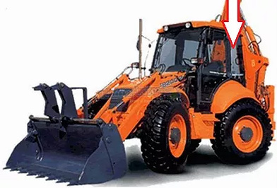 Экскаватор-погрузчик Fiat Hitachi FB 100-2/200-2 - Стекло кузовное заднее левое с отверстиями (закалённое)