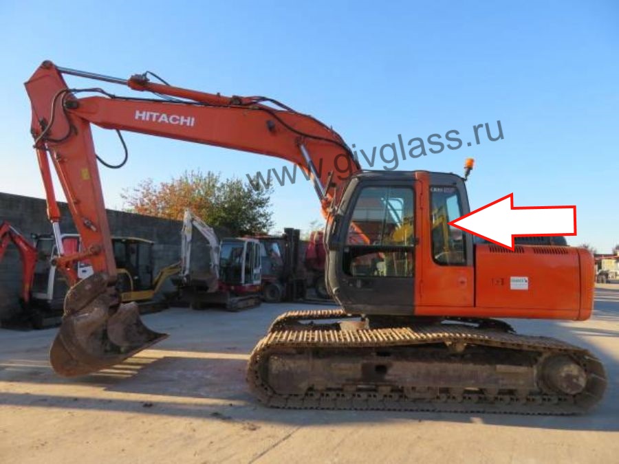 Экскаватор колёсный Hitachi ZAXIS ZX130/140/160/180/225/W 2003 - Стекло кузовное заднее левое (закалённое) 
