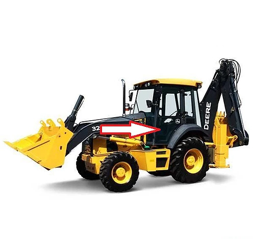 Экскаватор-погрузчик John Deere  315 SК, 325K, 325J, 315 SК, 325 SК - Стекло дверное левое нижнее (закаленное)