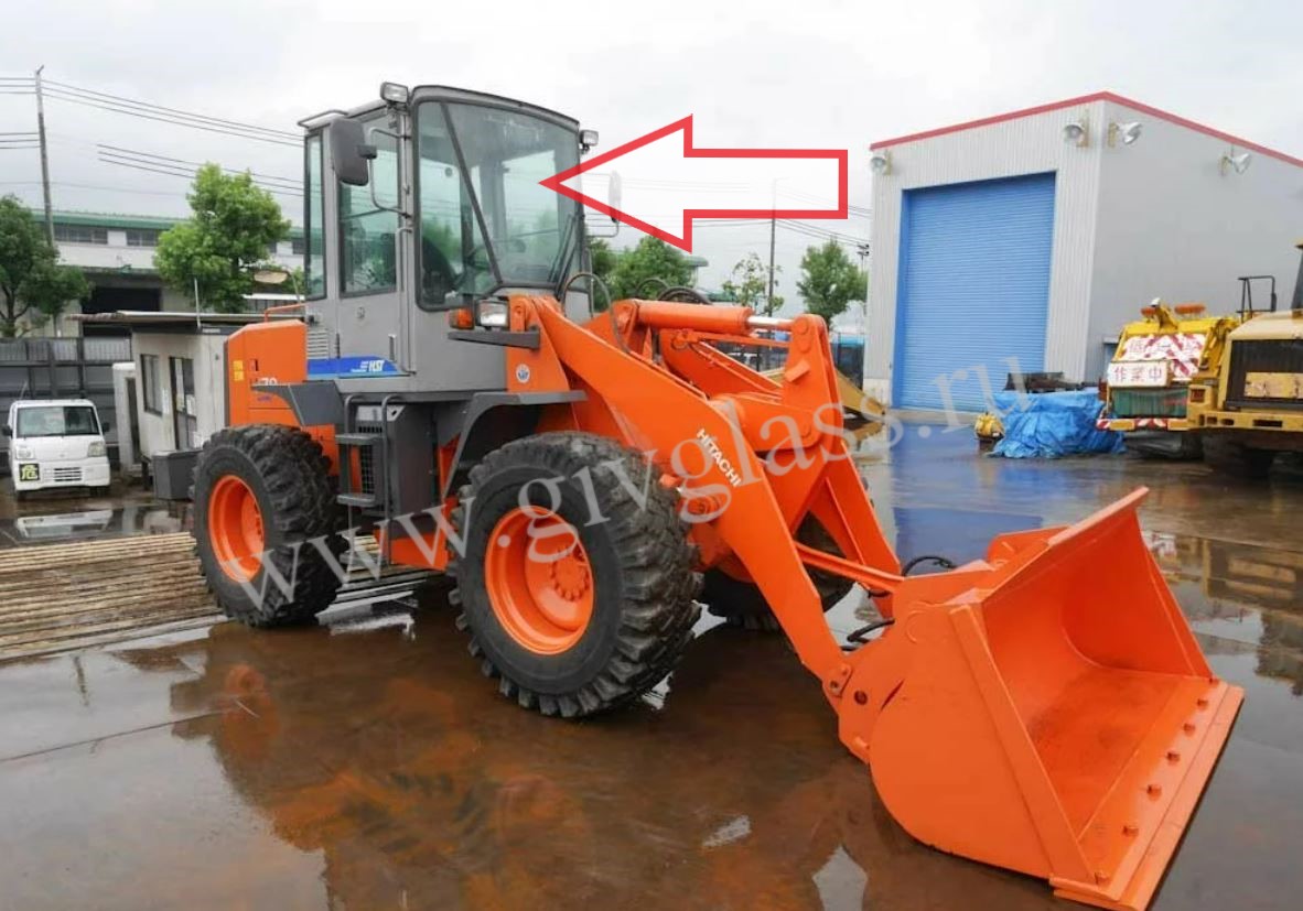 Фронтальный погрузчик Hitachi LX 70 - Стекло лобовое центральное (закаленное)