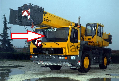 Автокран GROVE GMK 2035, 3055, 4080, 4100, 5130, 5170, 5220, 7550 - Стекло лобовое (триплекс), размер 830*2580 мм, при заказе уточняйте размеры стекла