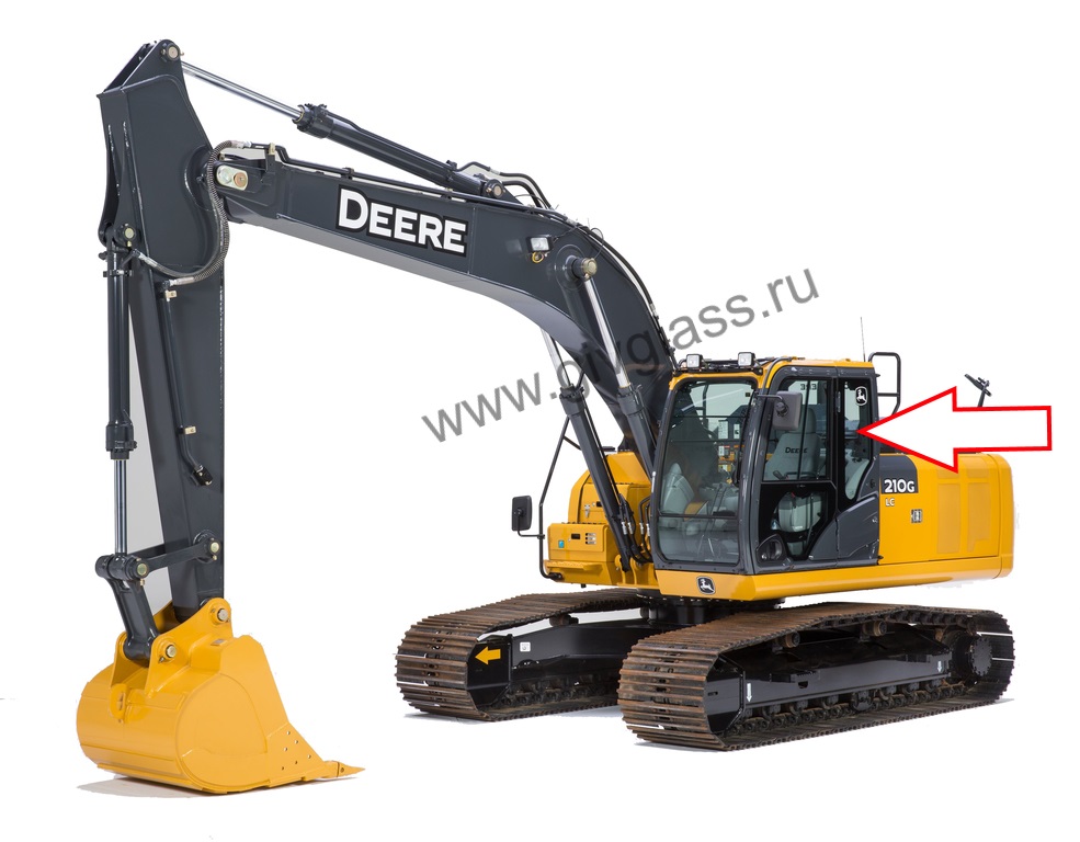 Гусеничный экскаватор John Deere LC 200 G /LC 240 G/ LC 260 G/LC 300 G / LC 330 G / LC 360 G - Стекло кузовное заднее левое (закалённое)