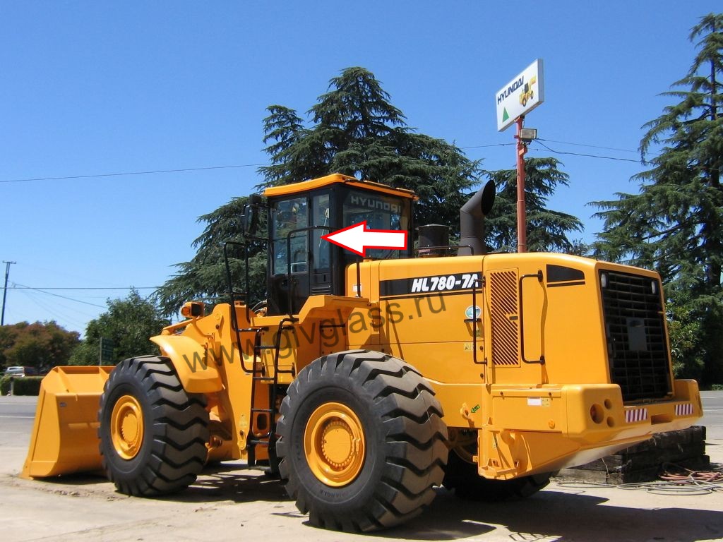 Фронтальный погрузчик HYUNDAI HL780-7a/ HL770-7a/ HL760-7a - Стекло заднее левое (закаленное)