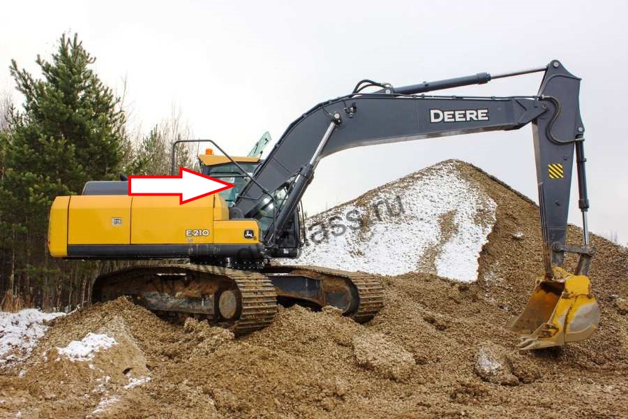Гусеничный экскаватор John Deere E 210 LC / E 240 LC / E 260 LC / E 300 LC / Е 330 LC / E 360 LC - Стекло кузовное правое возле стрелы (закаленное)