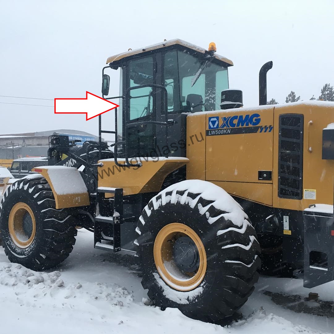 Фронтальный погрузчик XCMG LW500KN - Стекло лобовое левое (закаленное) 