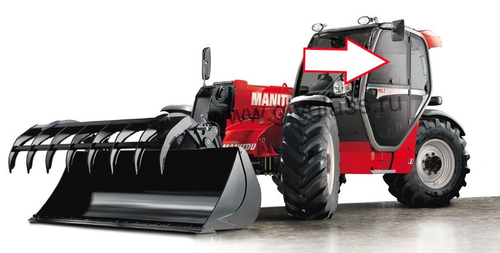 Телескопический-погрузчик MANITOU MLTX 735 LSV - Стекло дверное левое верхнее (закаленное) 