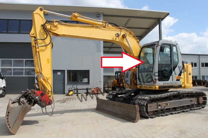 Экскаватор гусеничный New Holland E 135 B SR  - Стекло лобовое верхнее (триплекс) 
