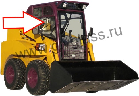 Мини-погрузчик МКСМ 800 А - Стекло правое в сборе  (триплекс), размер 1055 мм * 825 мм, № 533А-81-110/1-1СБ

​