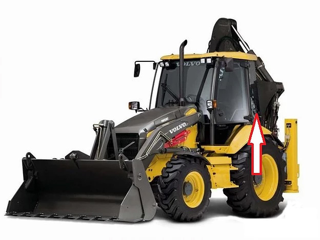 Экскаватор-погрузчик Volvo BL61/Volvo BL71 2009 - Стекло кузовное заднее левое с отверстием под ручку (закалённое) 