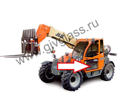 Телескопический погрузчик JLG 3508 PS/ 3509 PS/ 3512 PS/ 3513 PS/ 4008 PS/ 4009 PS - Стекло дверное нижнее (закаленное), размер 556 мм * 1135 мм