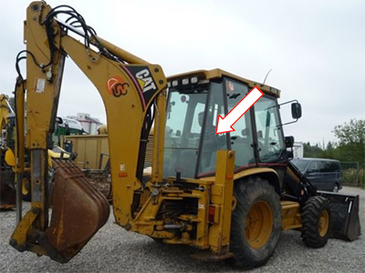 Экскаватор-погрузчик Caterpillar 428 D 97/432 D 97 - Стекло кузовное заднее правое под вклейку (закаленное)