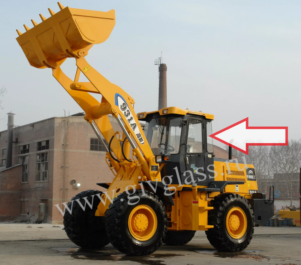 Фронтальный погрузчик Yutong 931 A/952 A  - Стекло заднее левое (закалённое)