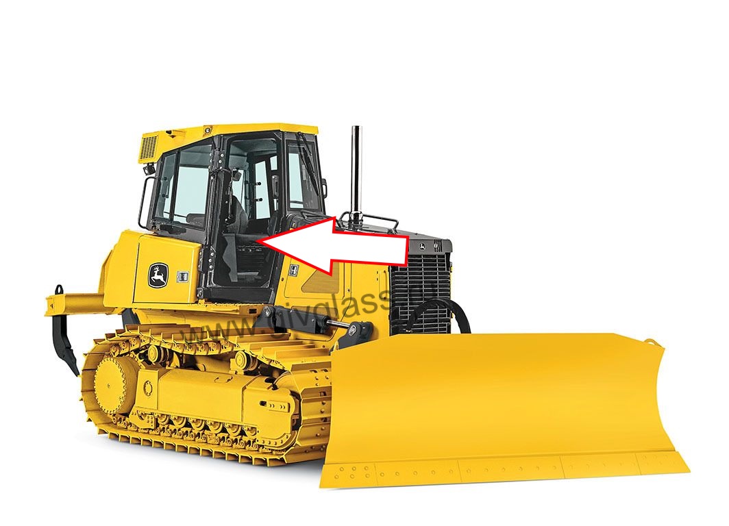 Бульдозер John Deere 850 J-II - Стекло дверное правое (закаленное)