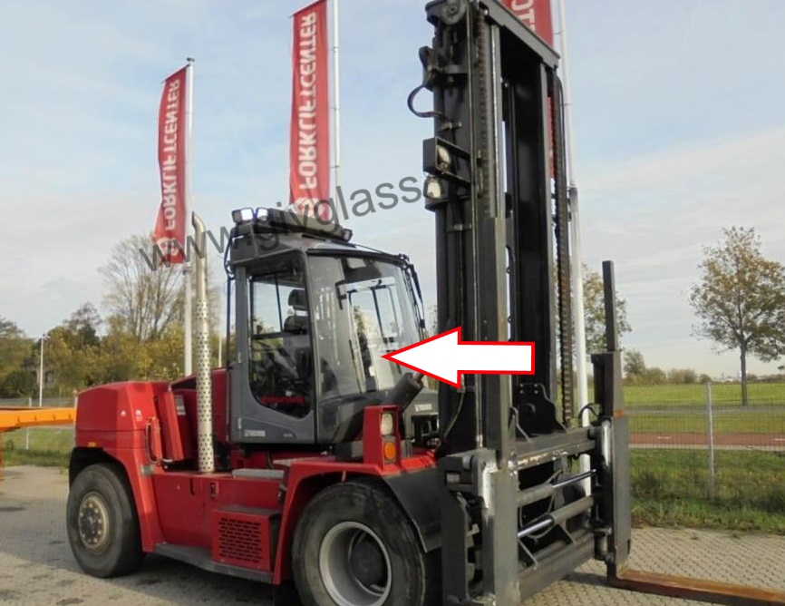 Погрузчик Kalmar серии DCG 90-180  - Стекло лобовое (триплекс), толщина 5,76 мм, размер 1200 мм * 1690 мм