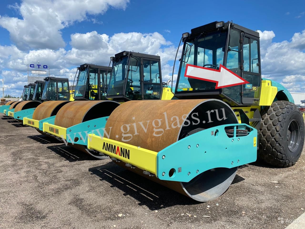 Каток Ammann ASC 90/ASC 120/ASC 200 - Стекло дверное левое нижнее (закаленное)