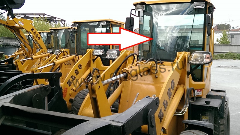 Фронтальный погрузчик LiuGong ZL-20  - Стекло лобовое (триплекс), размер 950 мм * 850 мм