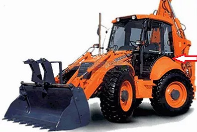 Экскаватор-погрузчик Fiat Hitachi FB 100-2/200-2  - Стекло кузовное заднее левое треугольник (закалённое) 