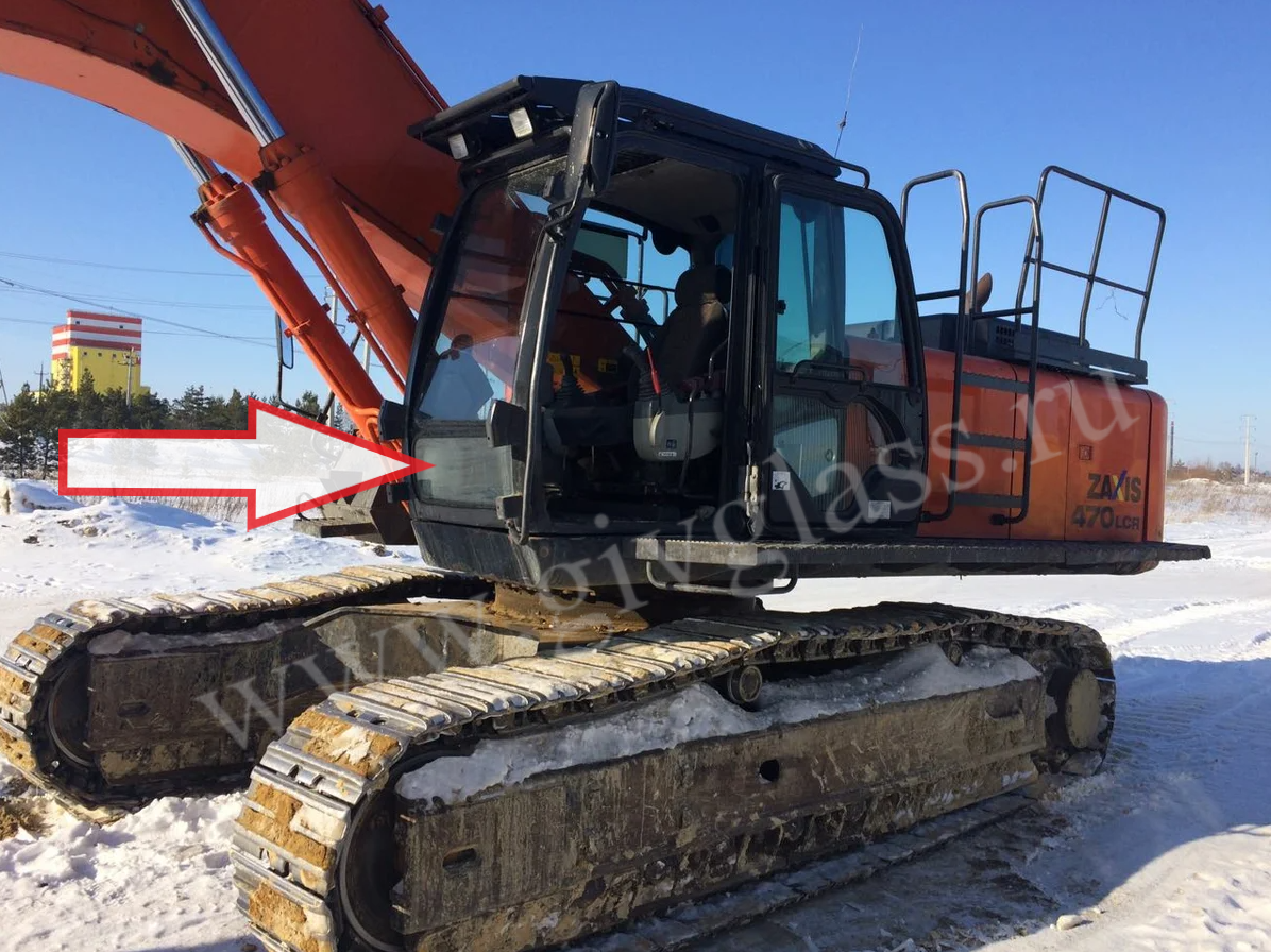 Hitachi ZX 450 3 серии - Стекло лобовое нижнее (триплекс) 
Номер в каталоге 4668647