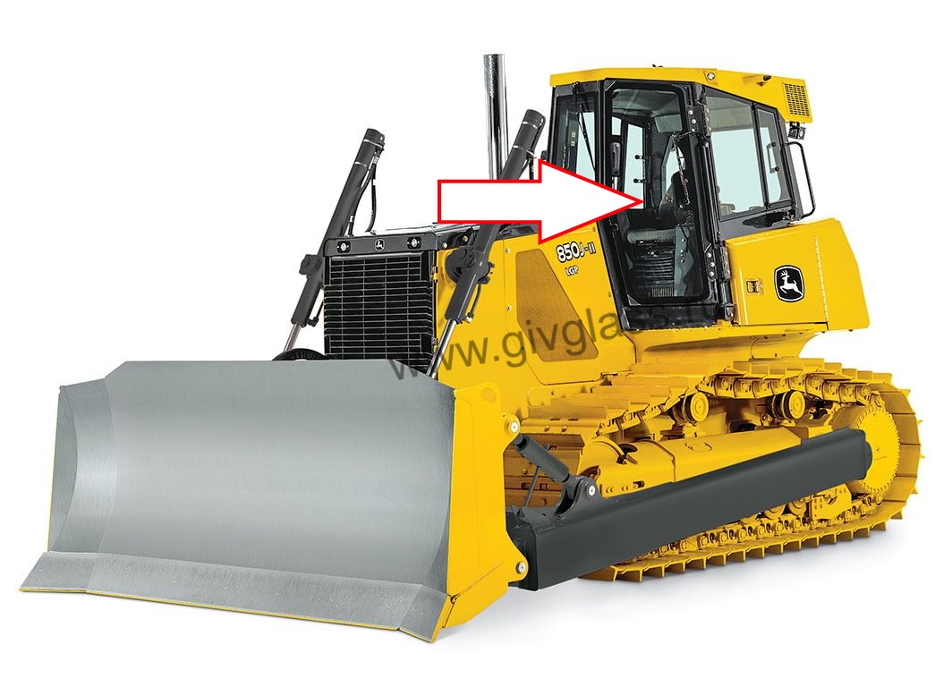 Бульдозер John Deere 850 J-II - Стекло дверное левое (закаленное)