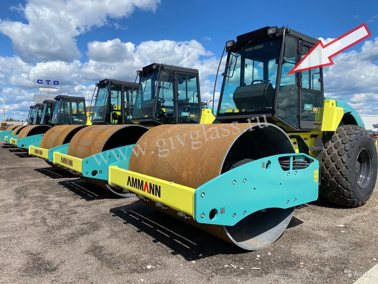 Каток Ammann ASC 90/ASC 120/ASC 200 -  Стекло лобовое левое (закаленное)