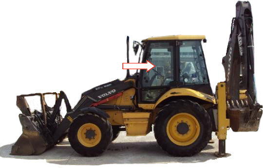 Экскаватор-погрузчик Volvo BL61/Volvo BL71 2003 - Стекло дверное верхнее левое с шелкографией (закалённое) 