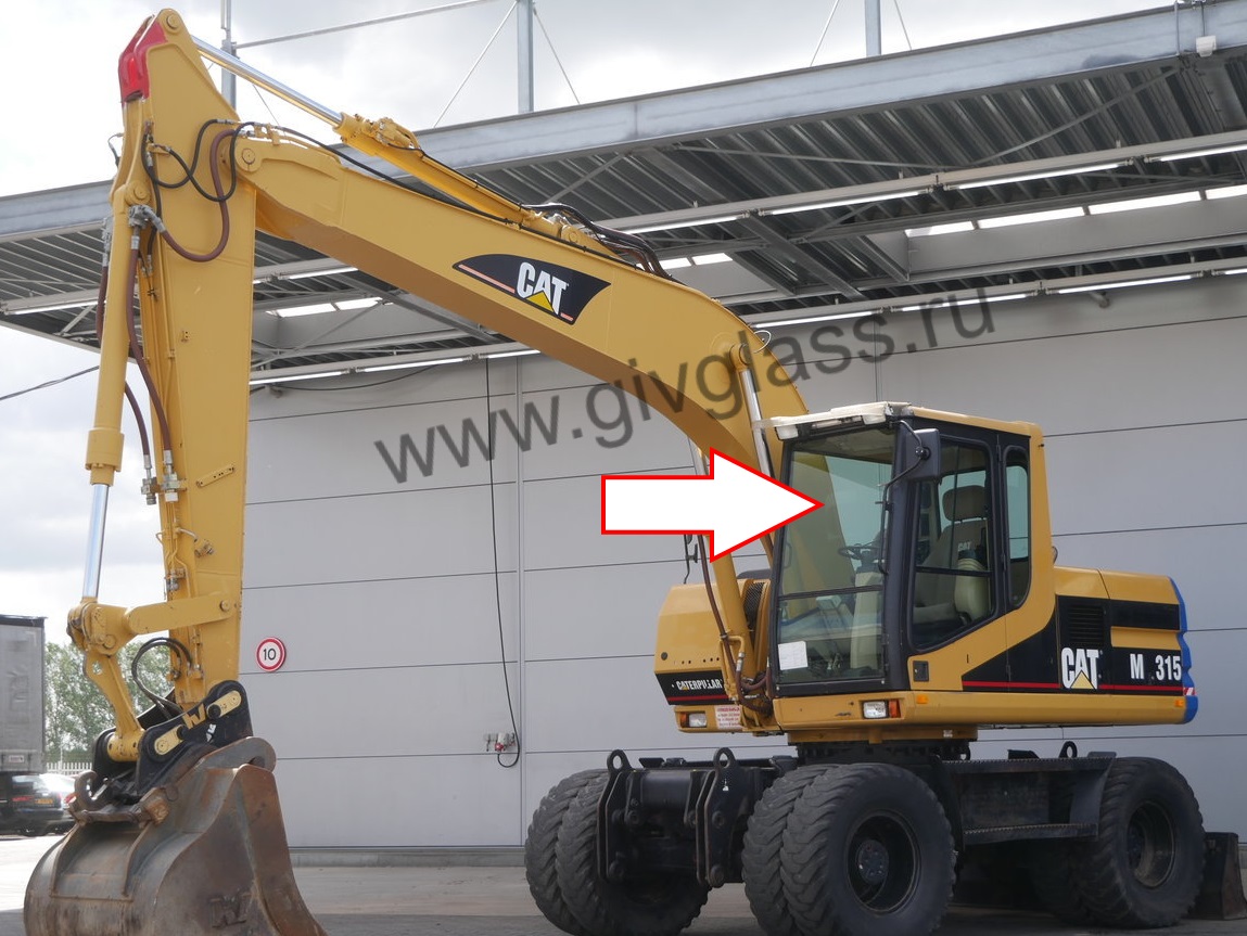 Экскаватор гусеничный/колесный Caterpillar M 315 C / M 313 C / M319 C - Cтекло лобовое верхнее (закаленное) (деленное по середине)