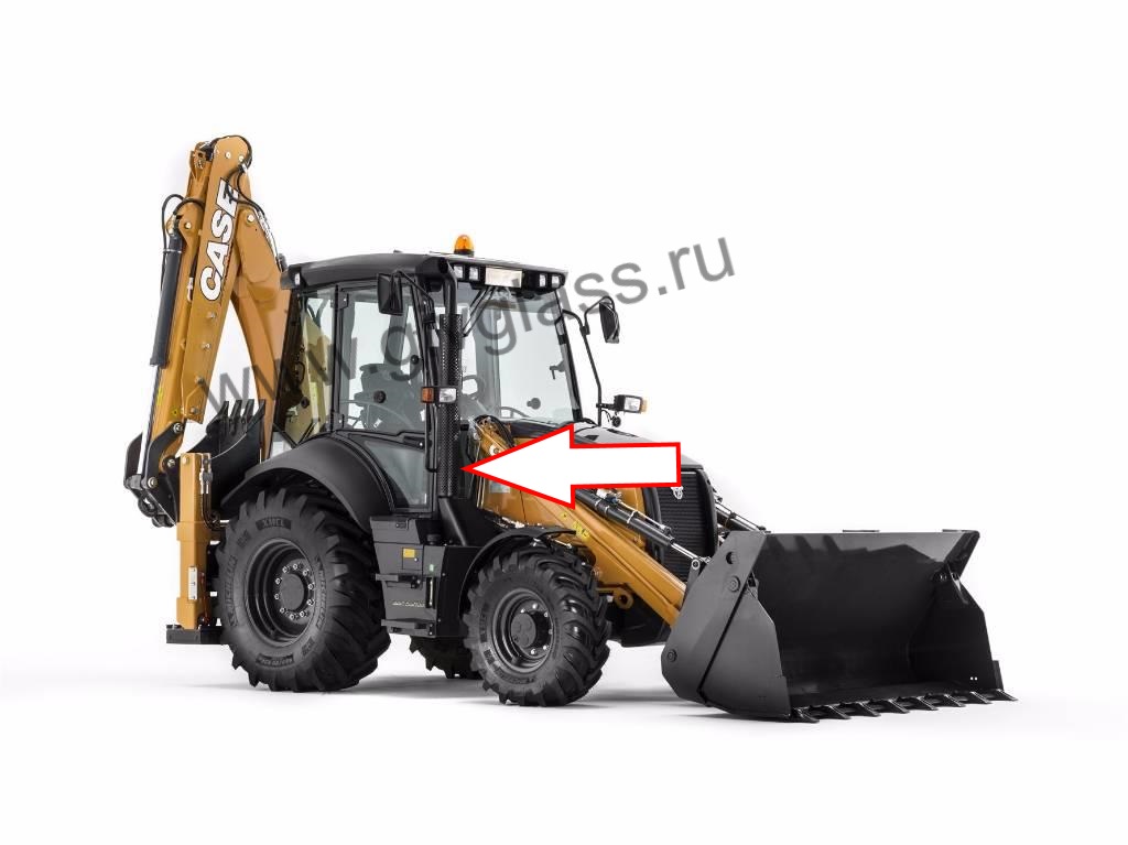 Экскаватор-погрузчик CASE 580 ST - Стекло лобовое нижнее правое (закаленное)
