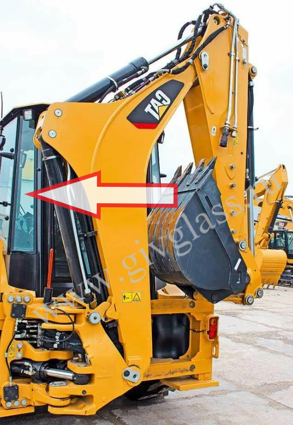 Экскаватор-погрузчик Caterpillar 428f2/432f2/434f2/444f2 2019 года - Стекло заднее левое (закаленное)