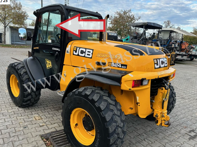 Телескопический вилочный погрузчик Jсb 524-50 /Jсb 527-55 /Jсb 540-40 - Стекло дверное левое верхнее (форточка подвижная ближе к заднему стеклу) (закаленное)