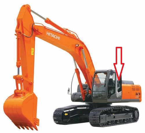 Экскаватор гусеничный (колёсный) Hitachi ZX180/200/210/240/250/270/280/300/330/350/400/470 LC3/ LCN-3 2005 - Стекло кузовное заднее левое(закалённое) 