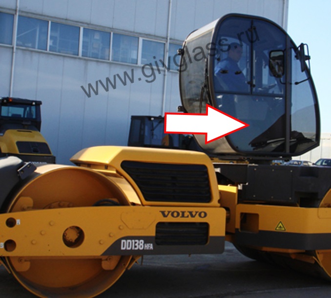 Дорожный каток VOLVO DD 138 HFARS - Стекло дверное нижнее правое/левое (закаленное)
​