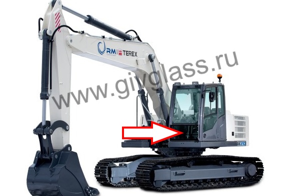 Гусеничный экскаватор TEREX TX 210 LC - Cтекло лобовое нижнее (закаленное)