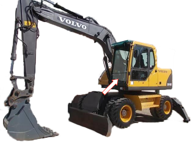 Экскаватор Volvo EW 140 b |145 b |160 b |180 b |EC 180 Blc | 210 Blc | 240 Blc | 290 Blc | 460 Blc 2003 - Стекло лобовое нижнее (закалённое)