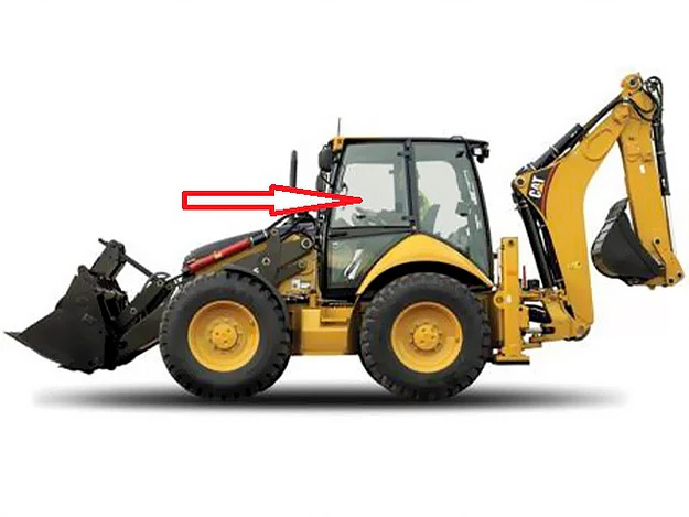 Экскаватор-погрузчик Caterpillar 428 e/432e/434e/444e 2006 - Стекло дверное левое верхнее (закаленное) 