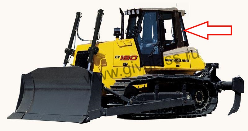 Бульдозер New Holland D180 - Cтекло кузовное заднее левое (закаленное) 