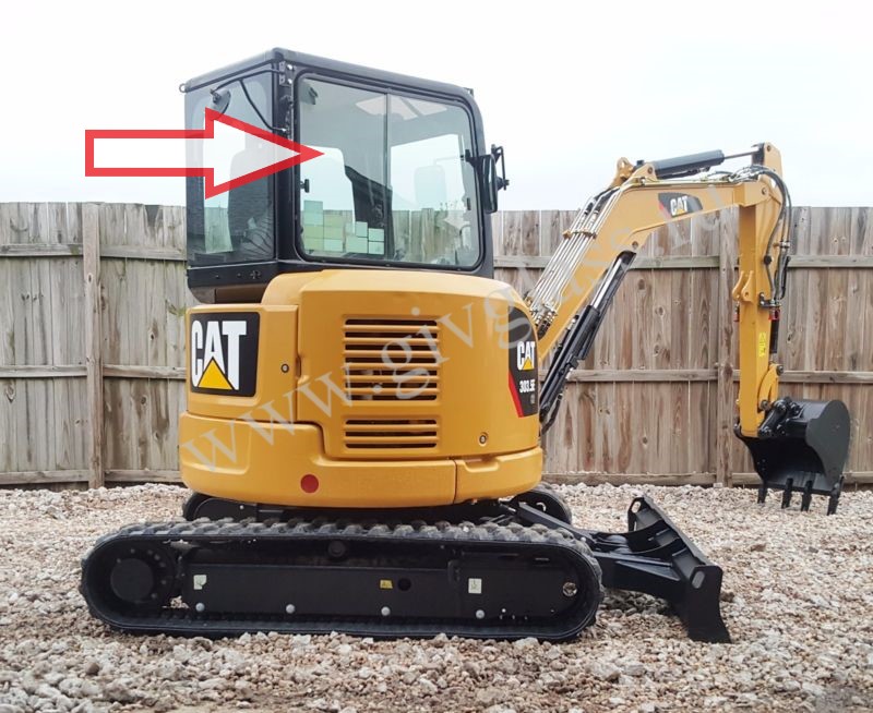 Мини-экскаватор Caterpillar 303.5 DCR - Стекло кузовное правое неподвижное ближе к заднему стеклу (закаленное)